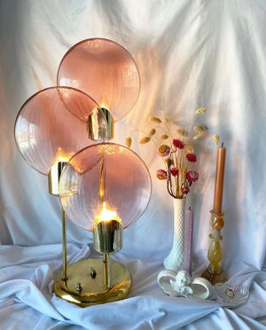 Pink ombre Murano glass & brass lollipop table lamp