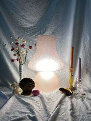 XL baby pink Murano glass mushroom lamp