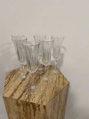 Textured crystal champagne flutes