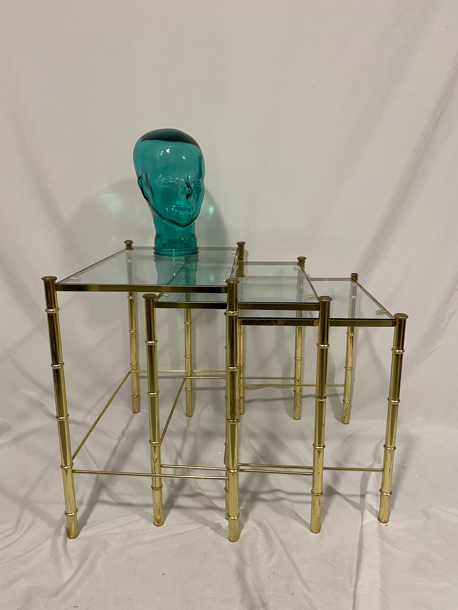 Golden brass nesting tables