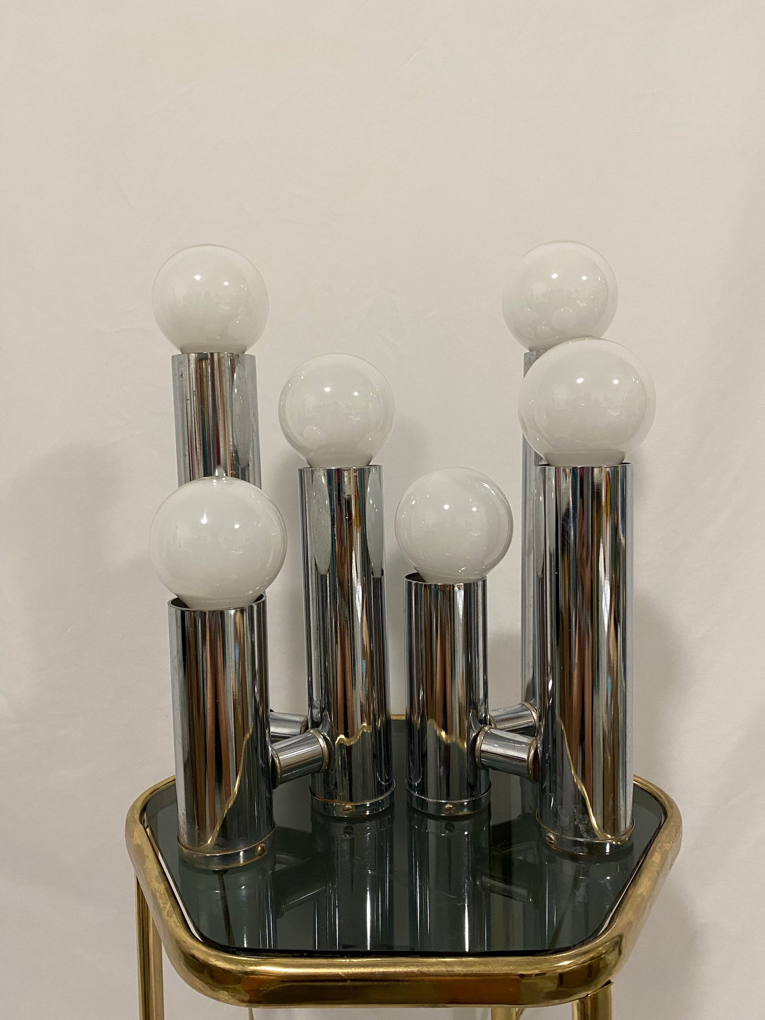 Chrome tubular Space Age lamps