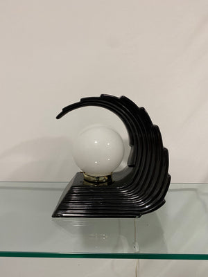 Black ceramic wave art deco lamp
