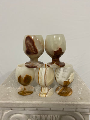 Marbled stone shot glasses set