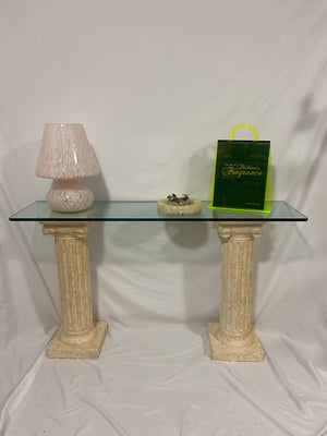 Table console de colonnes et vitre trempée