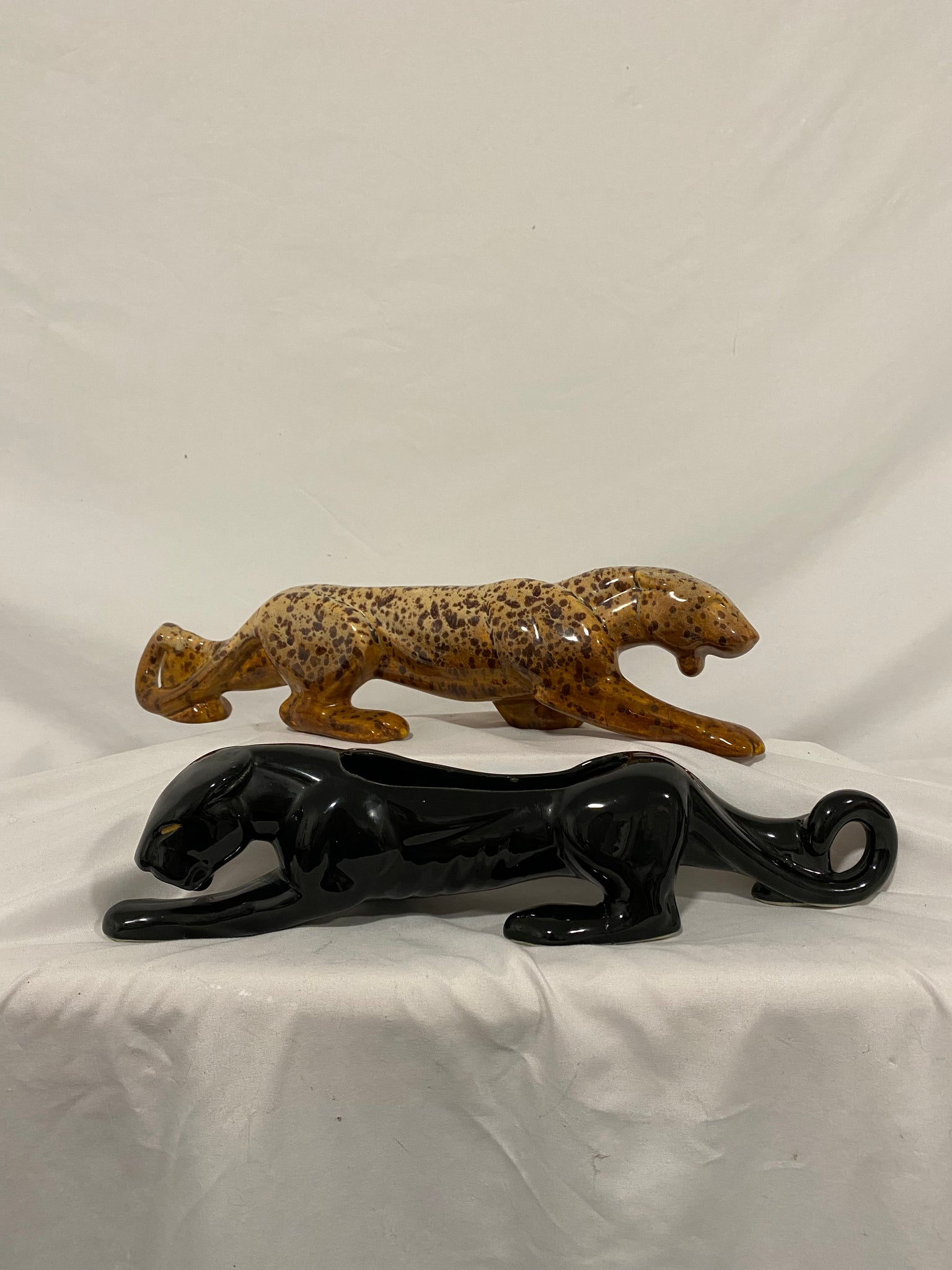 Black ceramic panther & ceramic leopard