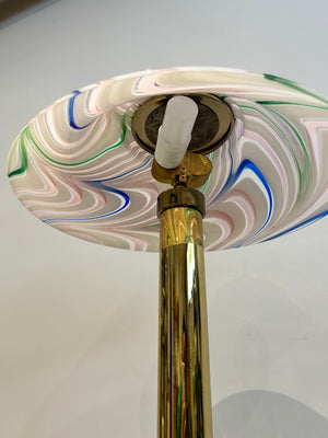 Colorful swirly Murano glass & brass table lamp