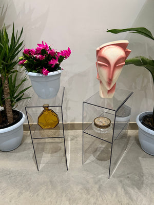 Small lucite style waterfall tables