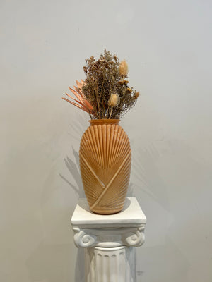 Peach ombré seashell glass vase