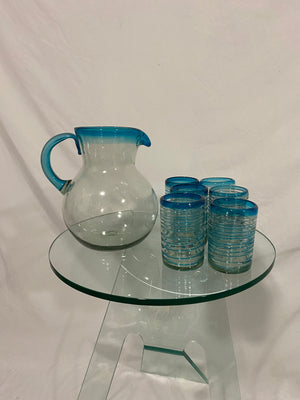 Handblown glass pitcher and glasses