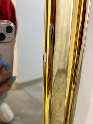 Golden brass swivel floor mirror
