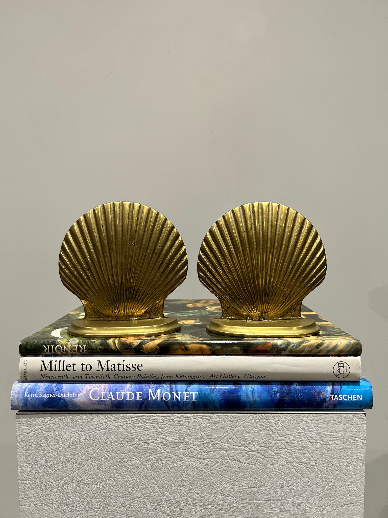 Solid brass seashell bookends