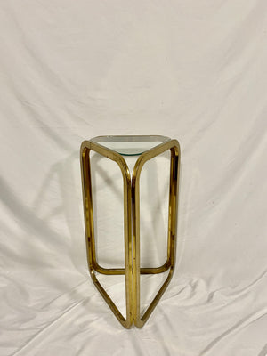 Golden brass & glass triangular table