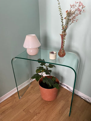Cute little tempered glass waterfall console table
