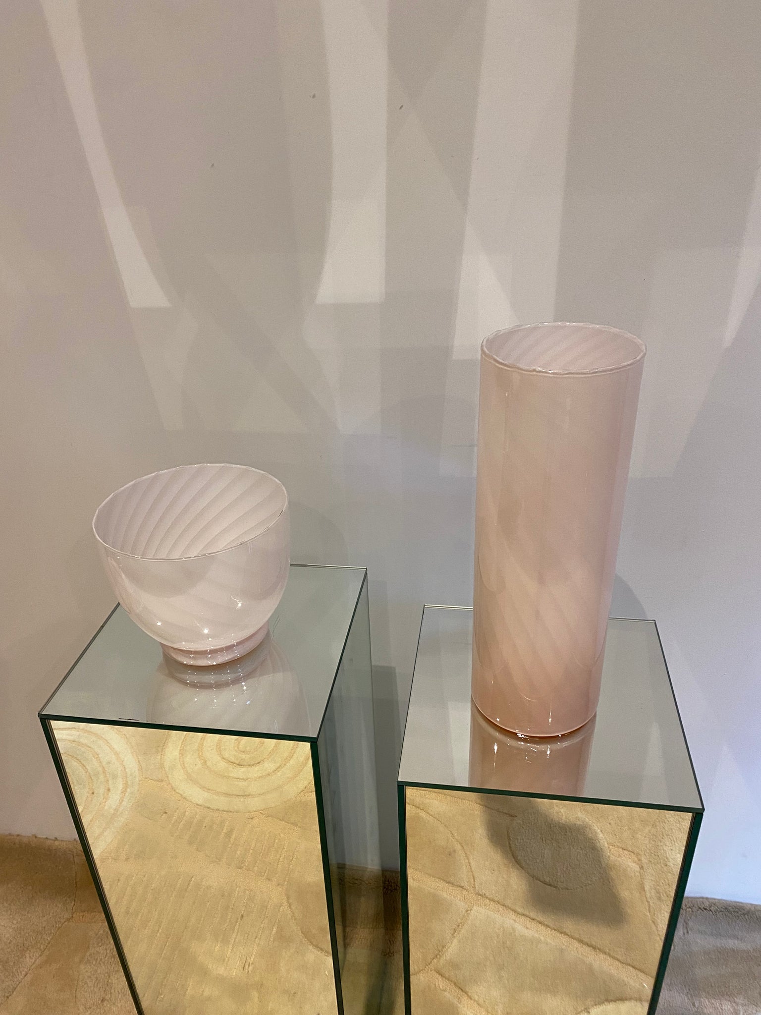 Pink Murano glass vases