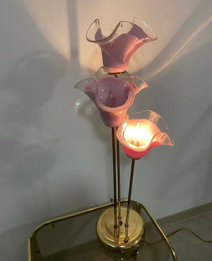 Pink Murano Vetri flowers table & floor lamps