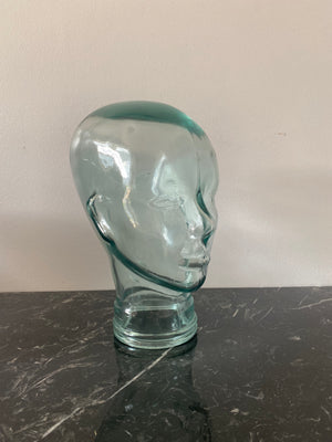 Pale blue-green glass mannequin head