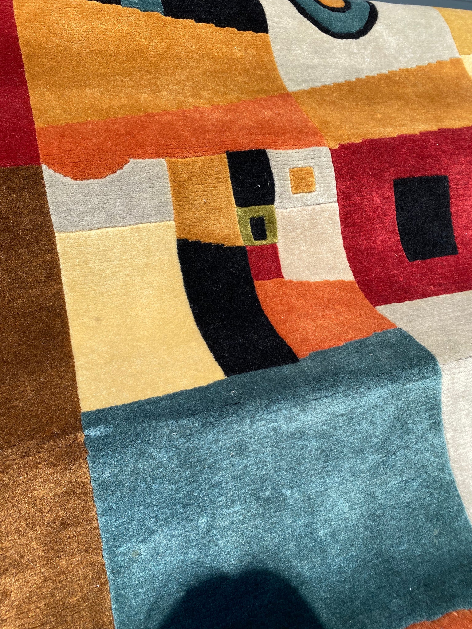 Colorful abstract vintage wool carpet