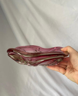 Thicc pink Murano style glass dish