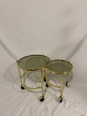 Round golden brass nesting tables set