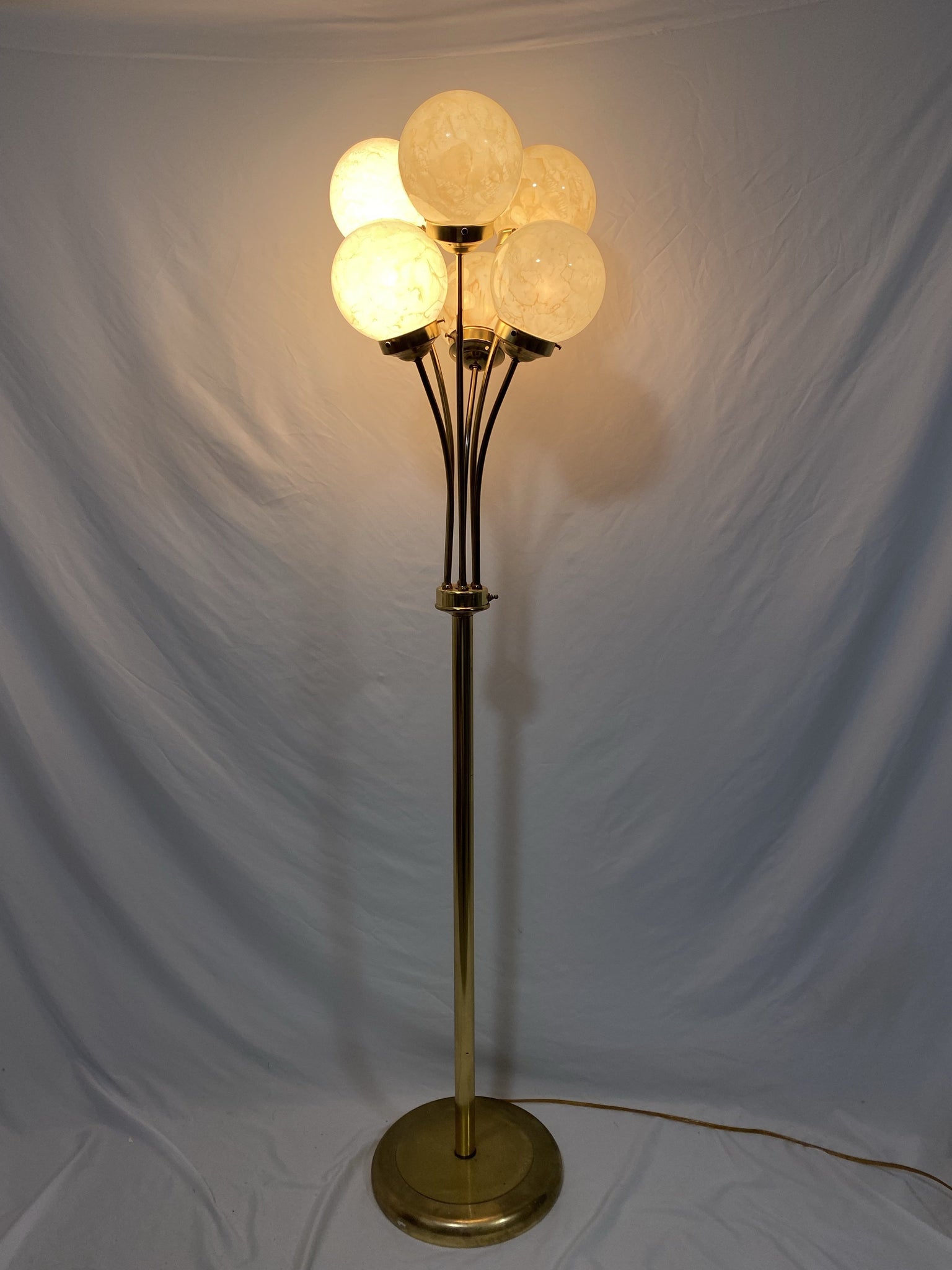 Marbled globes & golden brass floor lamp