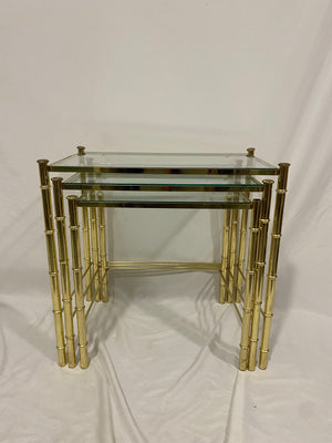 Golden brass nesting tables