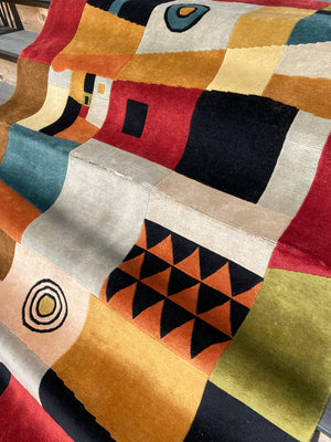 Colorful abstract vintage wool carpet