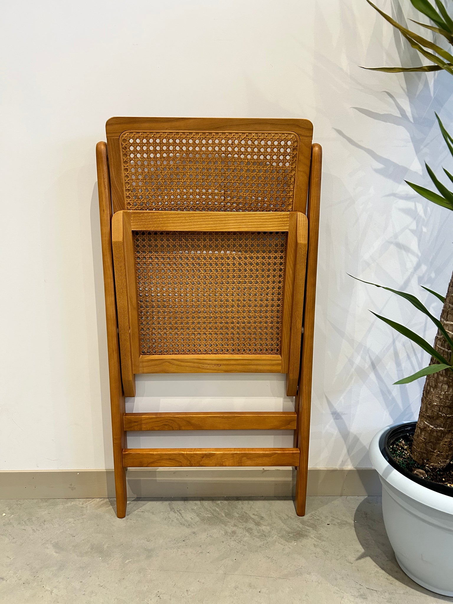 Vintage style wood & rattan folding chairs