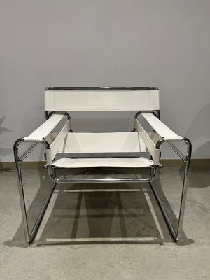 White Marcel Breuer Wassily style chairs
