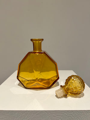 Amber glass beveled liquor bottle