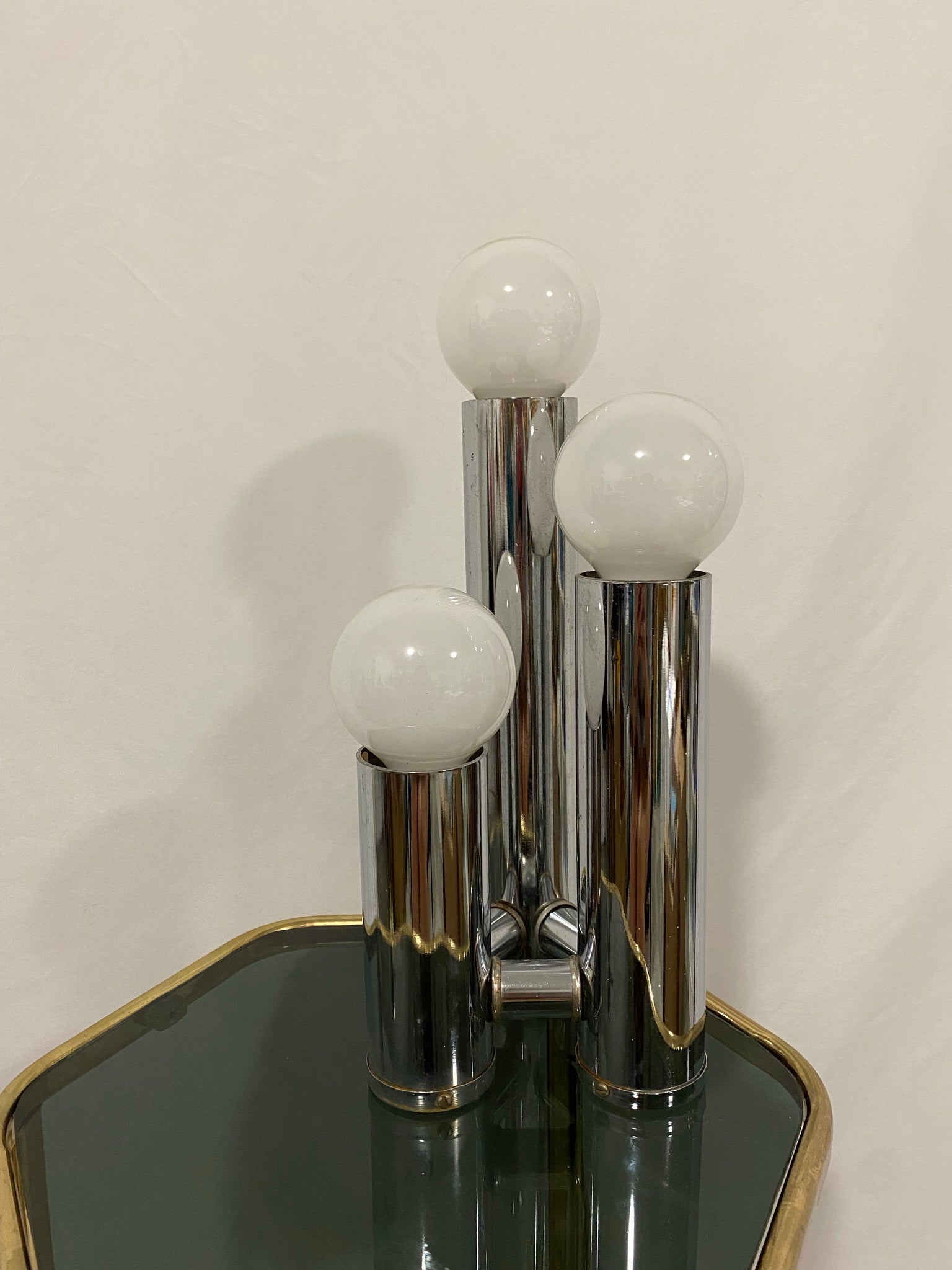 Chrome tubular Space Age lamps