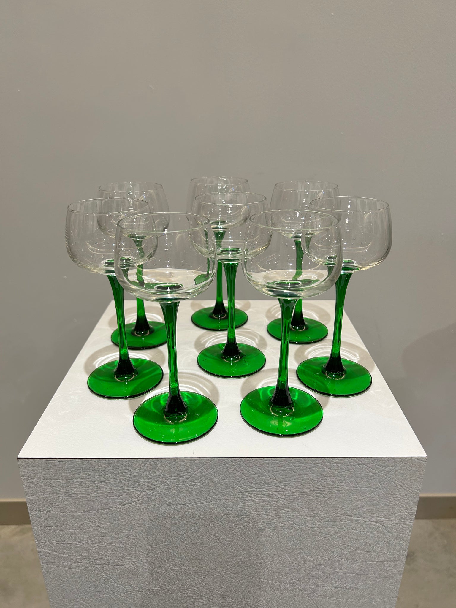 Green stemmed Alsacian wine glasses