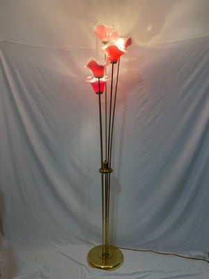Pink Murano Vetri flowers table & floor lamps
