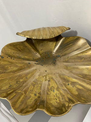 XL solid brass seashell dish