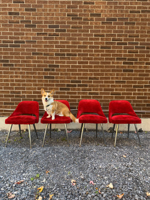 Groovy red velour & chrome chairs