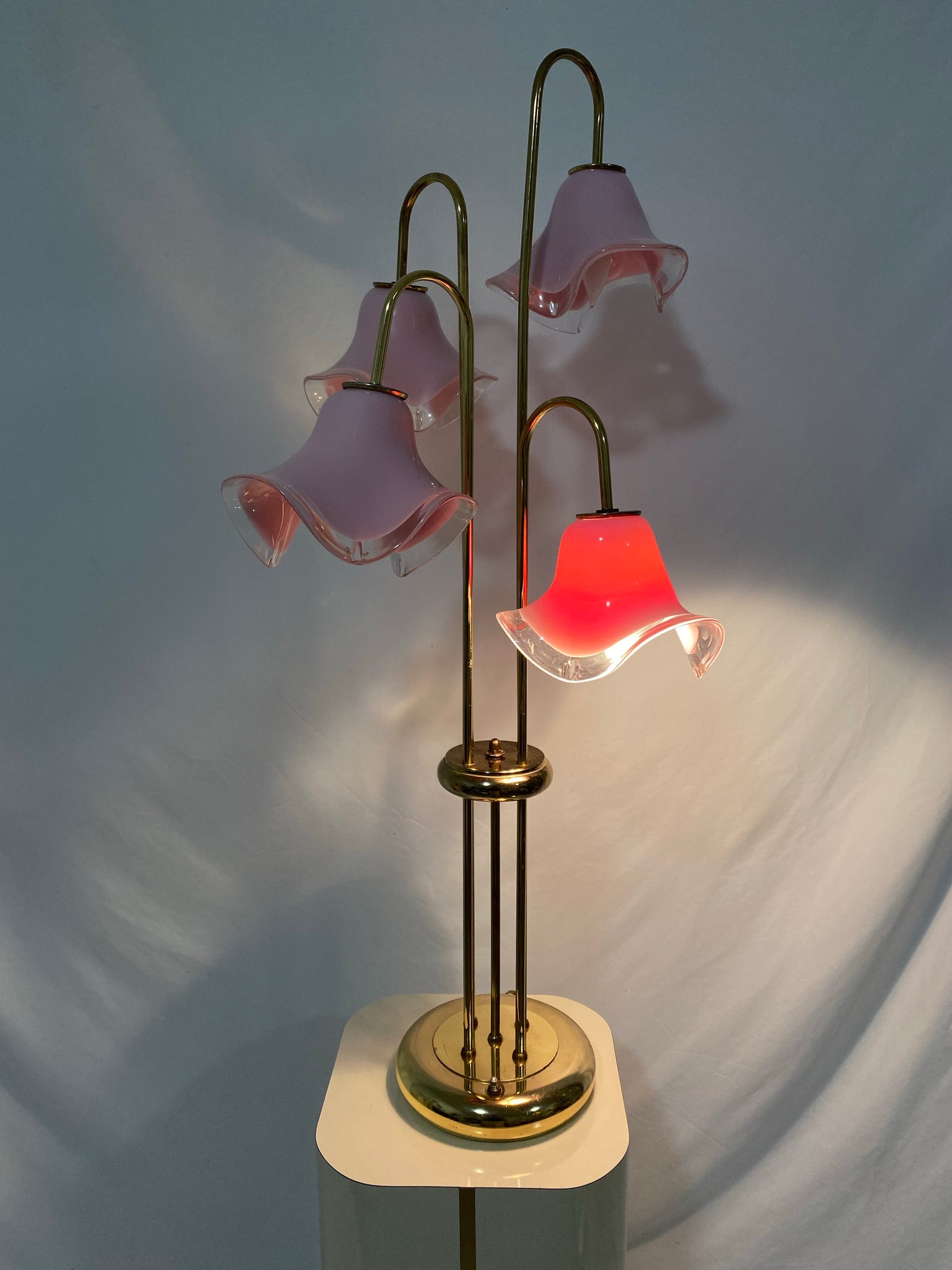Pink Murano Vetri flowers table & floor lamps