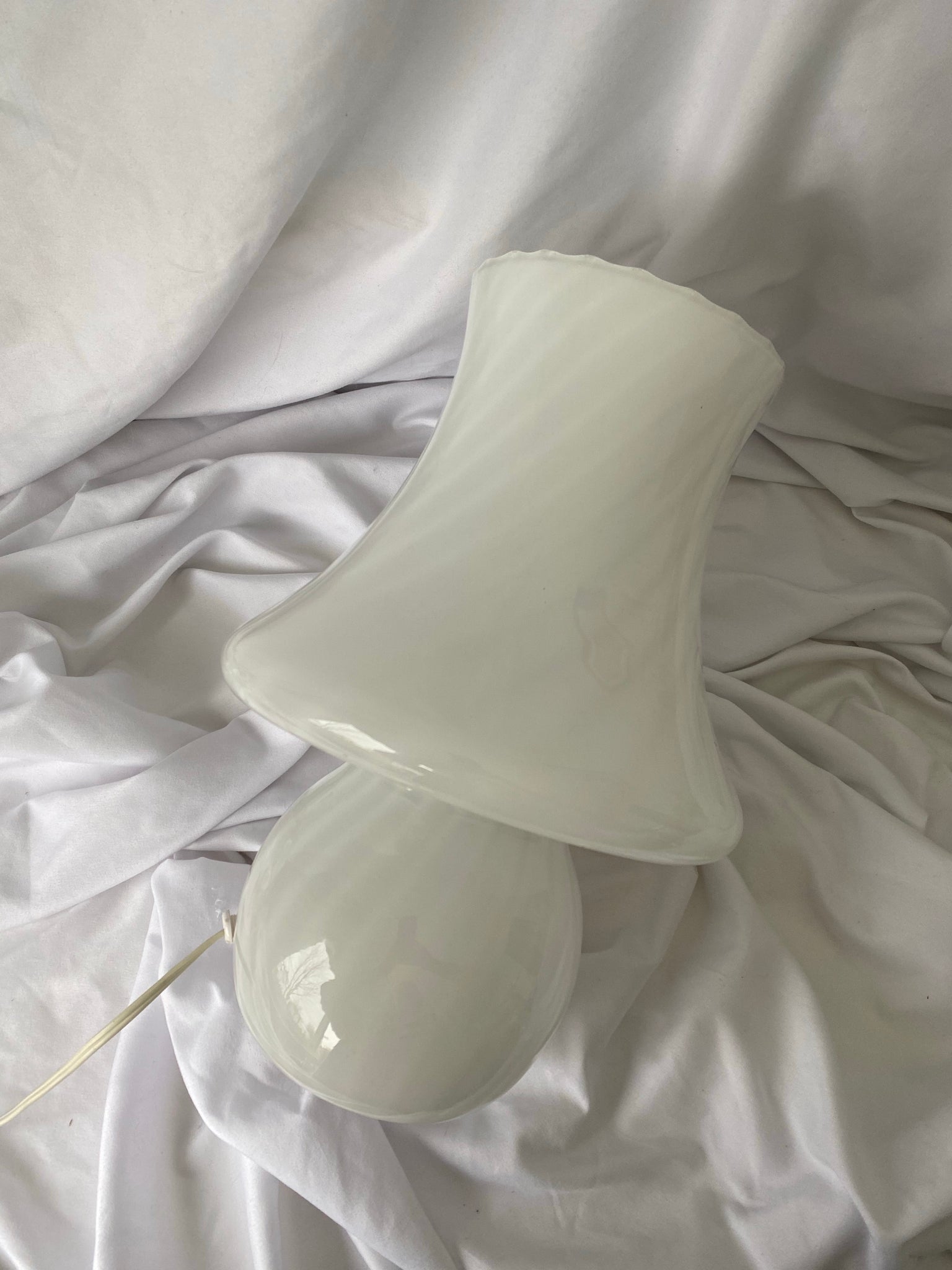 Medium white swirl Murano mushroom lamp
