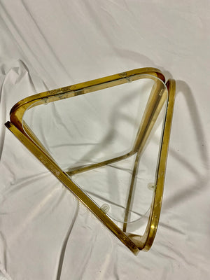 Golden brass & glass triangular table