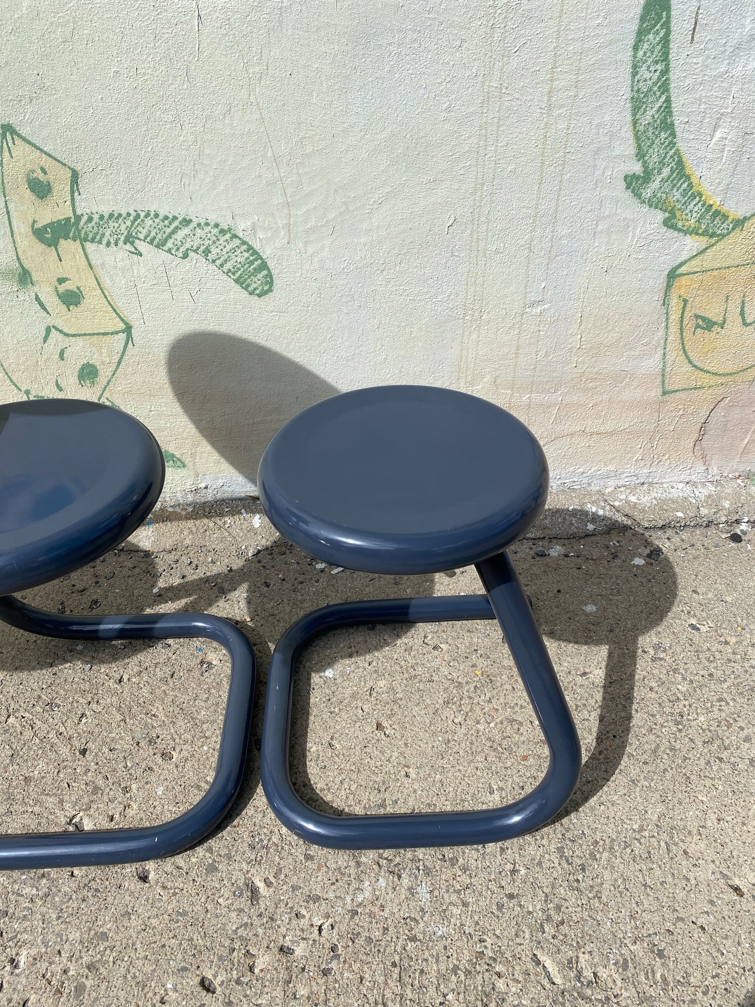 Short navy paperclip bar stools