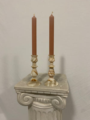 Marbled stone candleholders