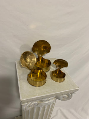Trio of small brass seashell jewelry boxes