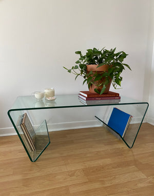 Tempered glass waterfall coffee table with edges